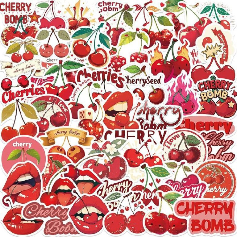 50Pcs Cherry Stickers up to 25% off Deal