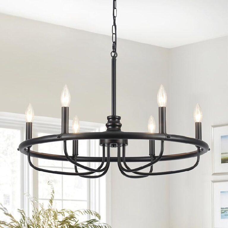 28” Black Small Wagon Wheel Chandelier 50% Off Deal