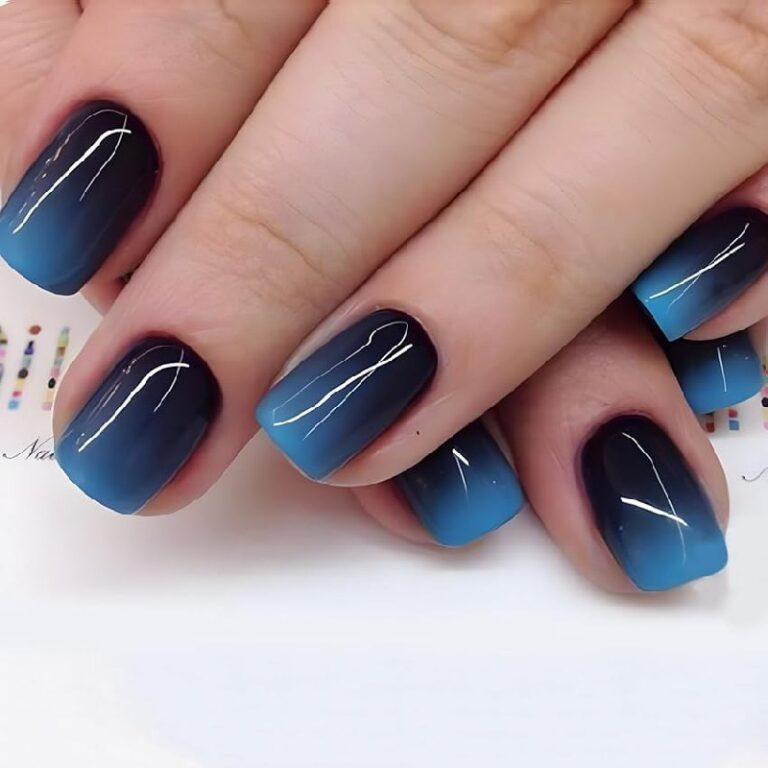 24 Pcs Blue-Black Gradient Nails up to 39% off Deal