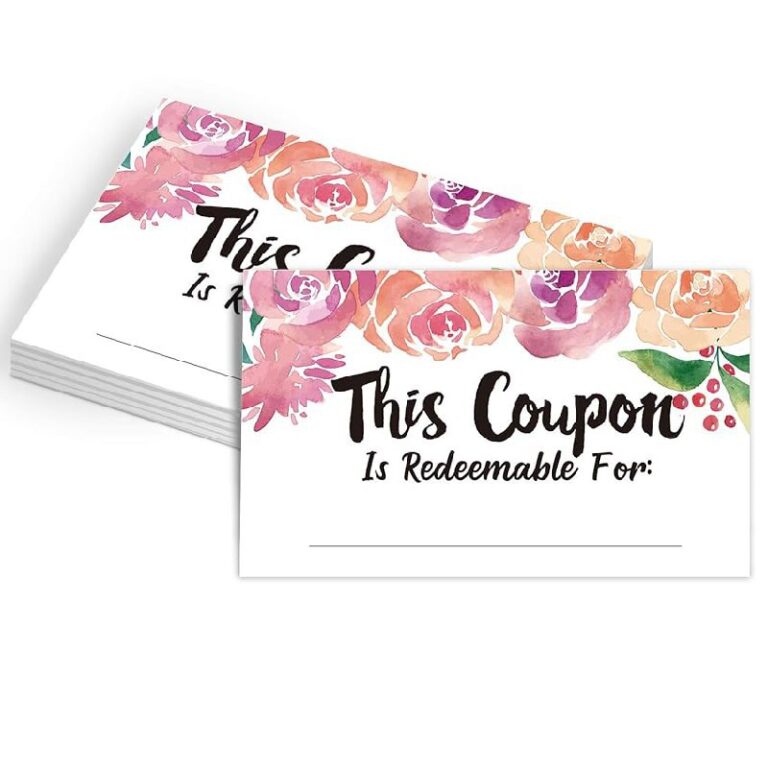 50 Coupon Cards Floral Gift Certificates 9% Off Deal