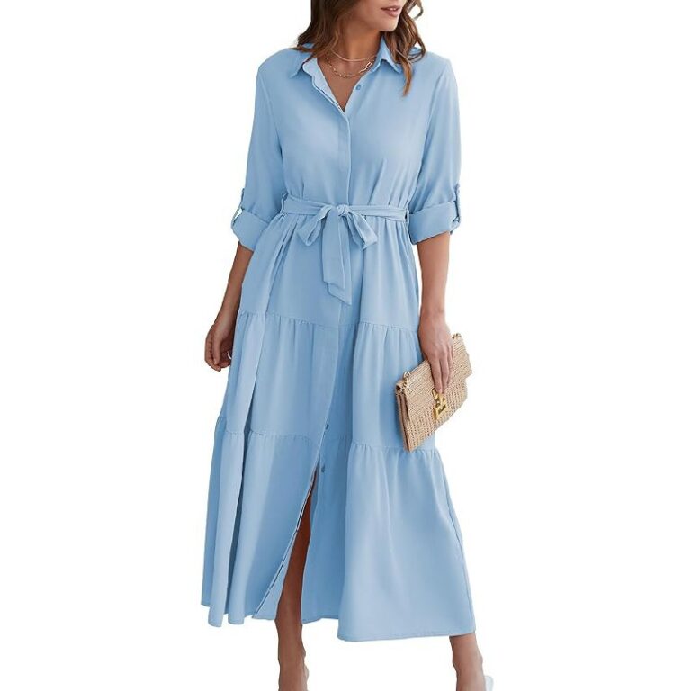 ECOWISH Women’s Maxi Shirt Dress – Up to 20% Off Deal