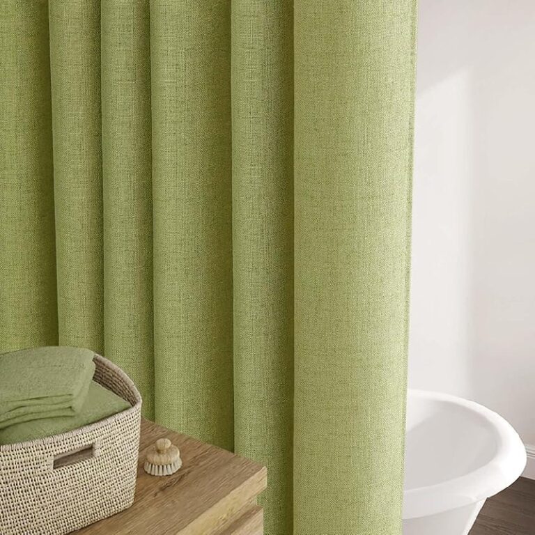 Awellife Green Linen Shower Curtain up to 30% off Deal