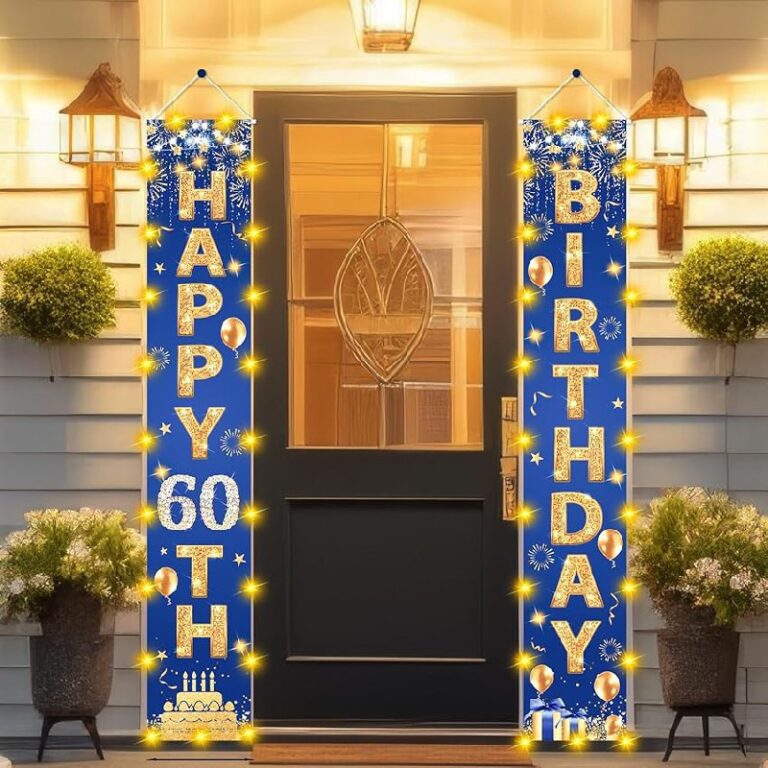 Blue Gold 60th Birthday Banner up to 5% off Deal